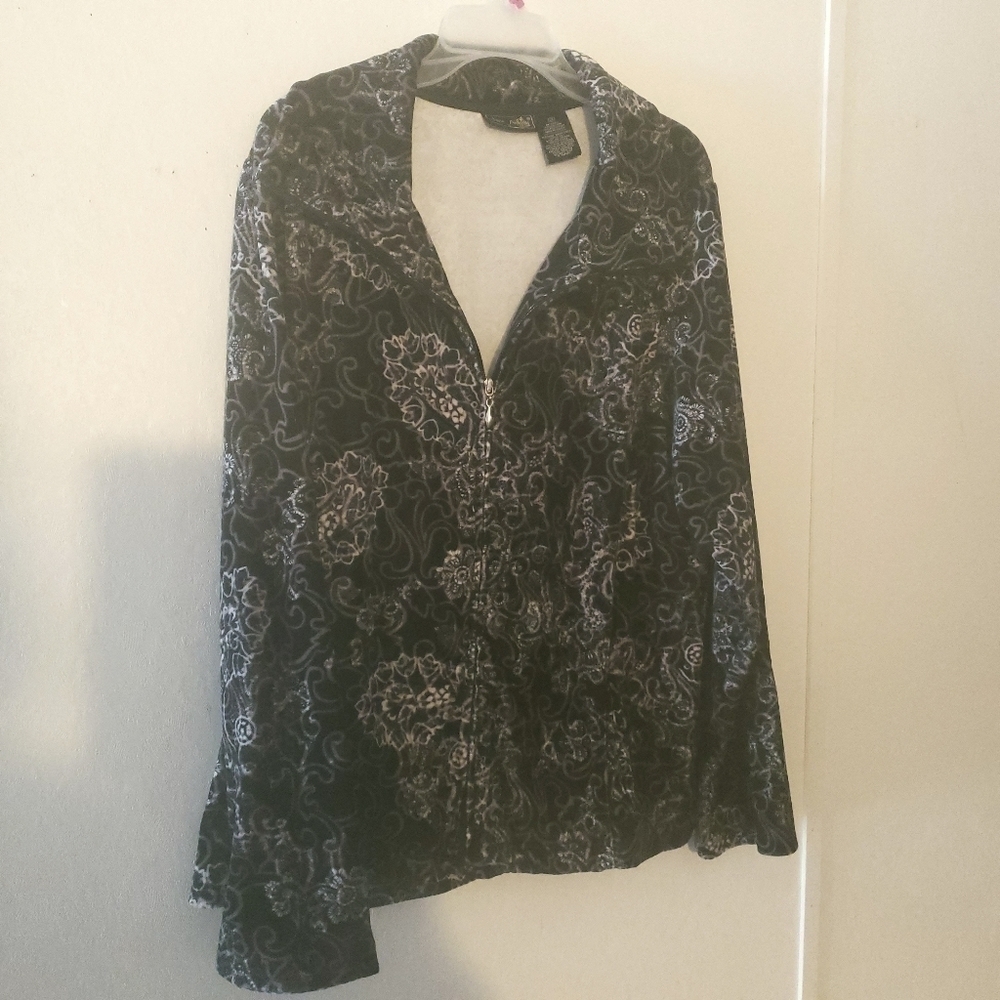 FLASH SALE 🔥 Jane Ashley Full Zip Velour Jacket Size 2X